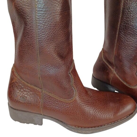 Born Western Tall Riding Boots Pull-On Brown Soft Leather Shoes Womens Size 11 - Picture 3 of 16